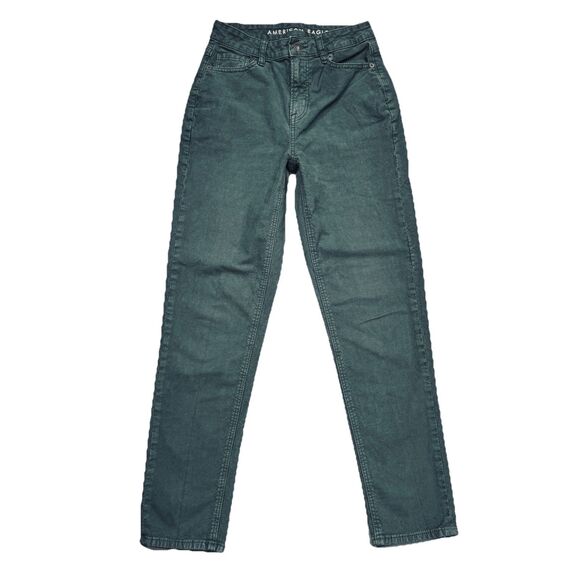 American Eagle Mom Corduroy Pants 0 (24x26.4) Green Tapered High Waist Womens - Picture 2 of 10